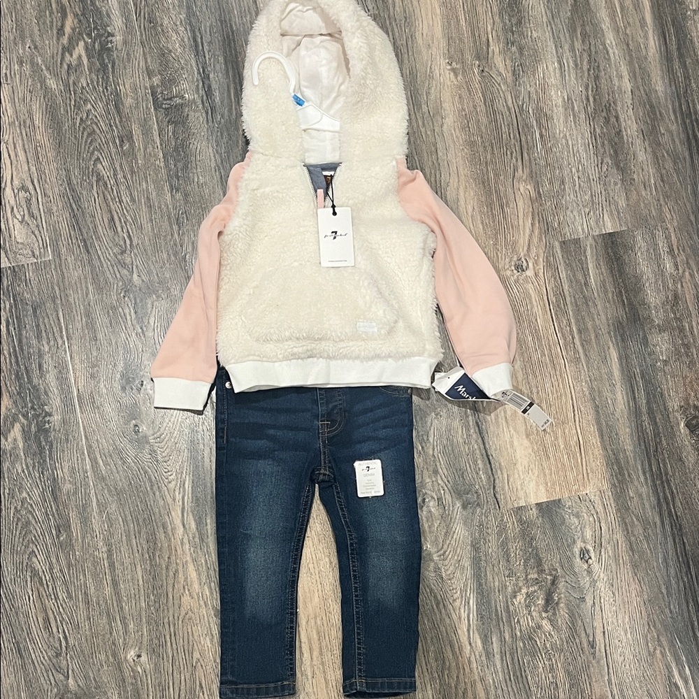 7 For All Mankind Pink and White Kids Matching Set